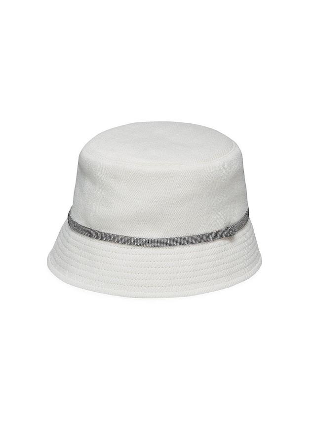 Womens Cotton And Linen Chevron Bucket Hat With Shiny Band Product Image