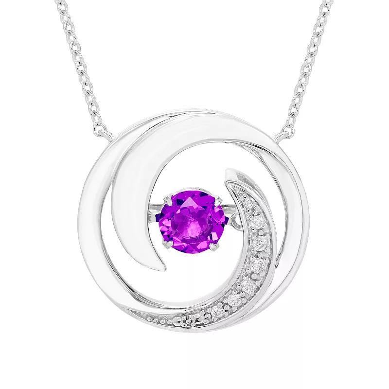 Boston Bay Diamonds Brilliance in Motion Sterling Silver Lab-Created Ruby & Diamond Accent Swirl Necklace, Womens Product Image