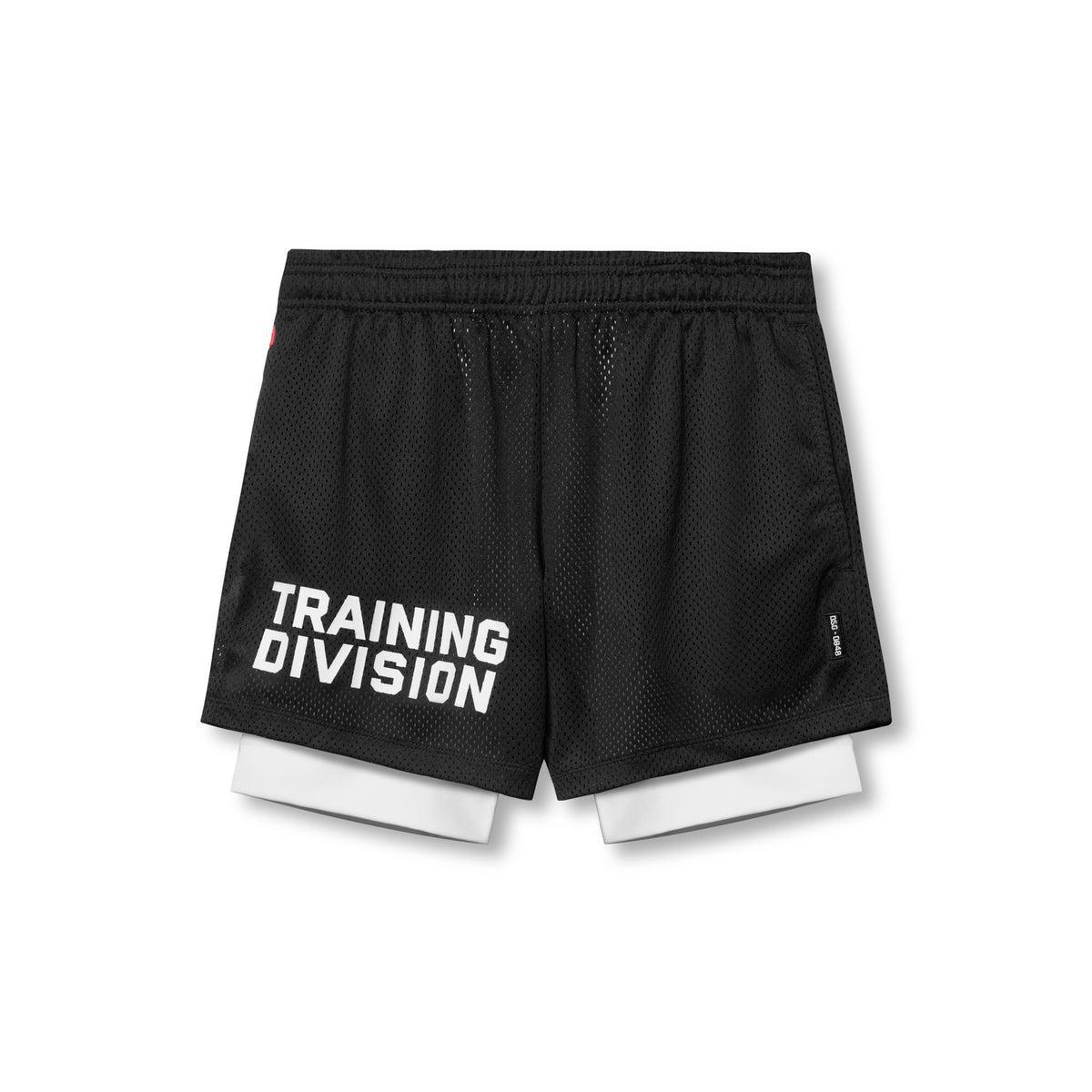 0848. SilverPlus™ Mesh 5" Liner Short - Black/White "Training Division" Product Image