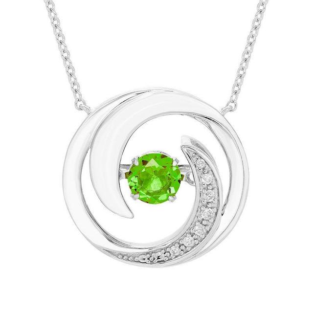 Boston Bay Diamonds Brilliance in Motion Sterling Silver Peridot & Diamond Accent Swirl Necklace, Womens Green Product Image