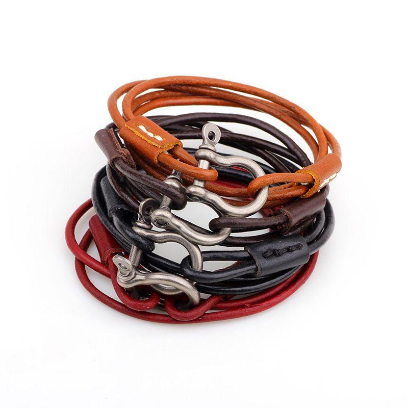 Genuine Leather Layered Bracelet Product Image