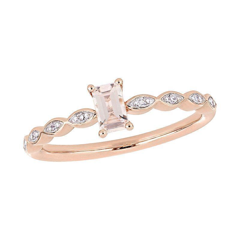 Stella Grace 10k Rose Gold Morganite & Diamond Accent Ring, Womens 10k Pink Product Image