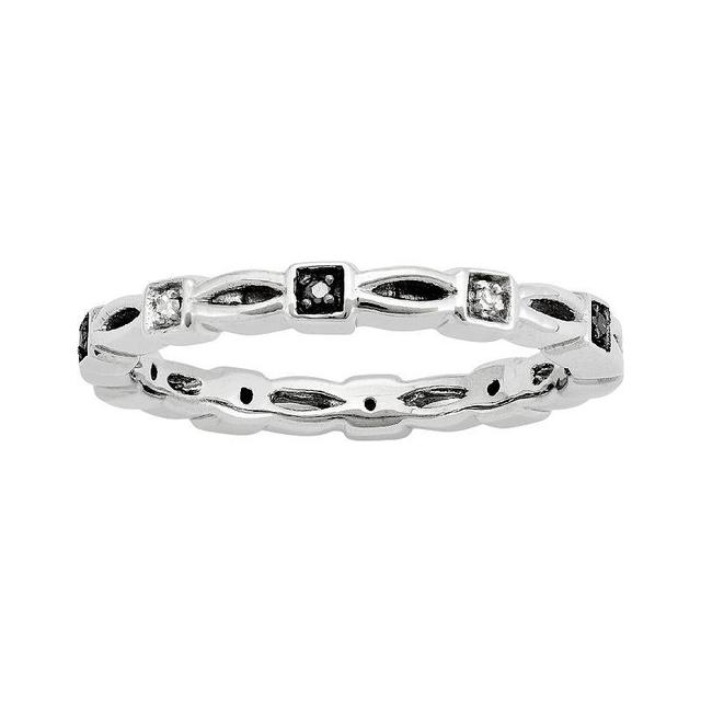 Stacks & Stones Sterling Silver Black & White Diamond Accent Stack Ring, Womens Multicolor Product Image