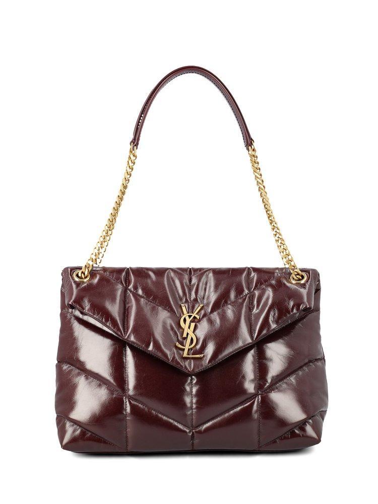 Logo Plaque Puffer Medium Shoulder Bag In Maroon Product Image