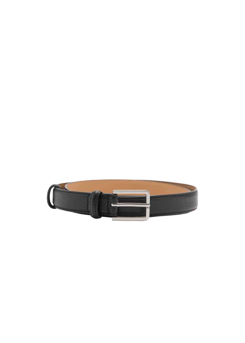 MANGO MAN - 100% tumbled leather belt blackMen Product Image