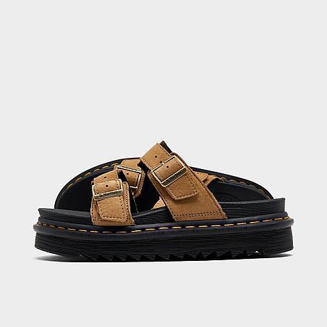 Womens Dr. Martens Myles Tumbled Nubuck Leather Buckles Slide Sandals Product Image