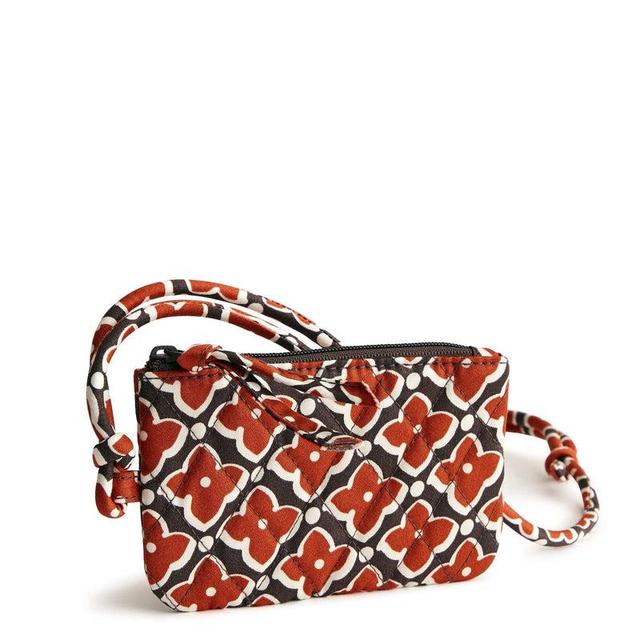 Vera Bradley Zip Card Pouch Lanyard Women in Moorish Orange/Black Product Image