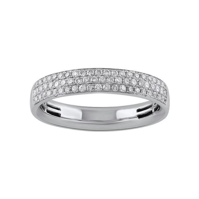 LOVE CLOUD 10k White Gold 1/3 Carat T.W. Pave Diamond Wedding Band, Mens Product Image