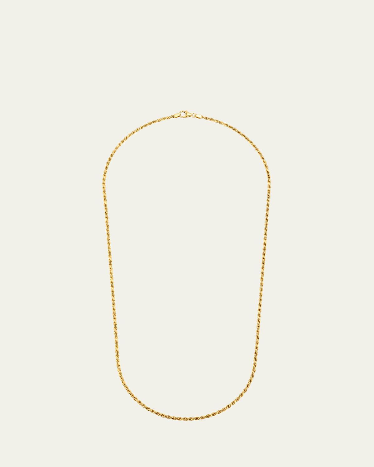 Mens 14K Yellow Gold Rope Chain Necklace, 24in Product Image