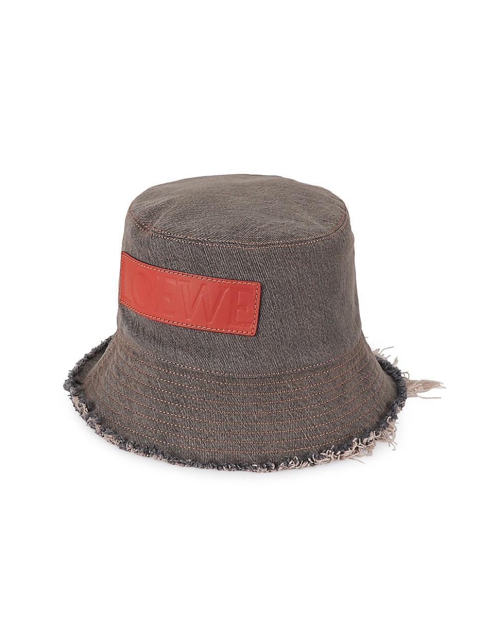 Womens Logo Frayed Denim Bucket Hat Product Image