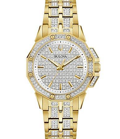 Bulova Women's Crystal Octava Gold-Tone Stainless Steel Bracelet Watch, 36 Millimeter Product Image