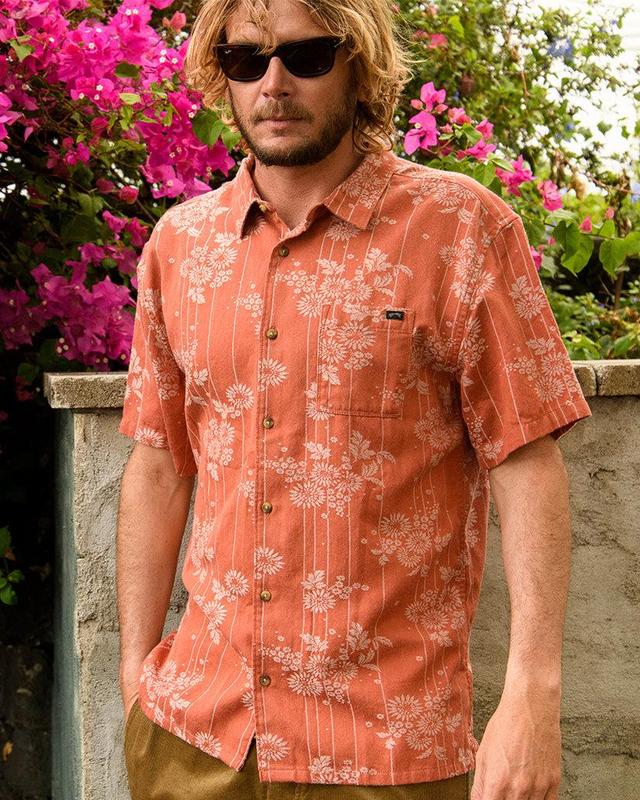 Sundays Jacquard Short Sleeve Shirt - Etruscan Red Male Product Image