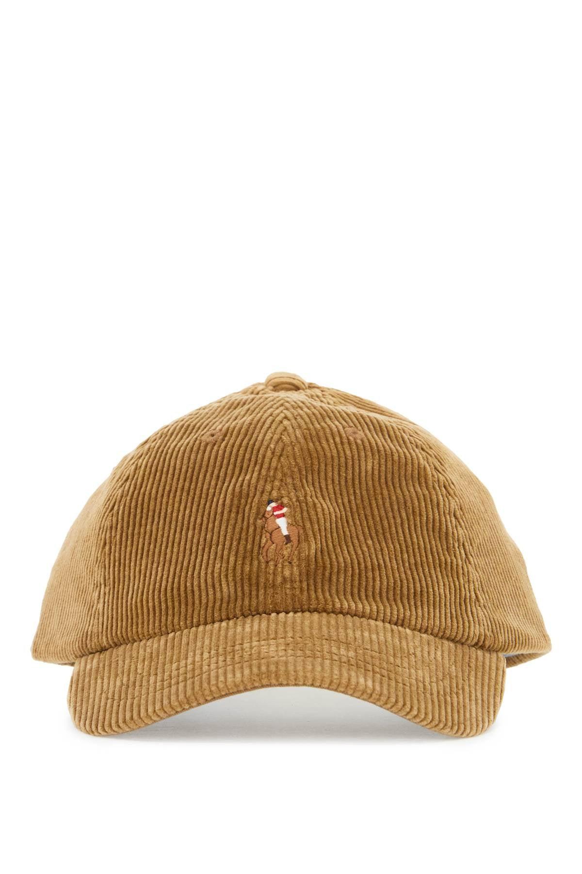 POLO RALPH LAUREN Velvet Ribbed Baseball Cap With Nine In Beige Product Image