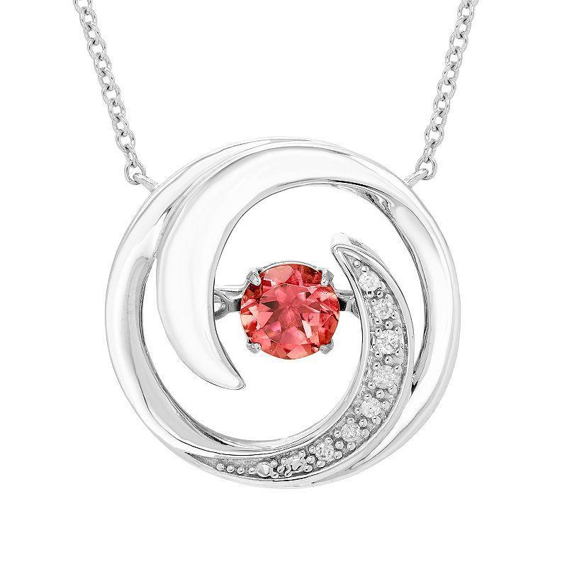 Boston Bay Diamonds Brilliance in Motion Sterling Silver Pink Tourmaline & Diamond Accent Swirl Necklace, Womens Product Image