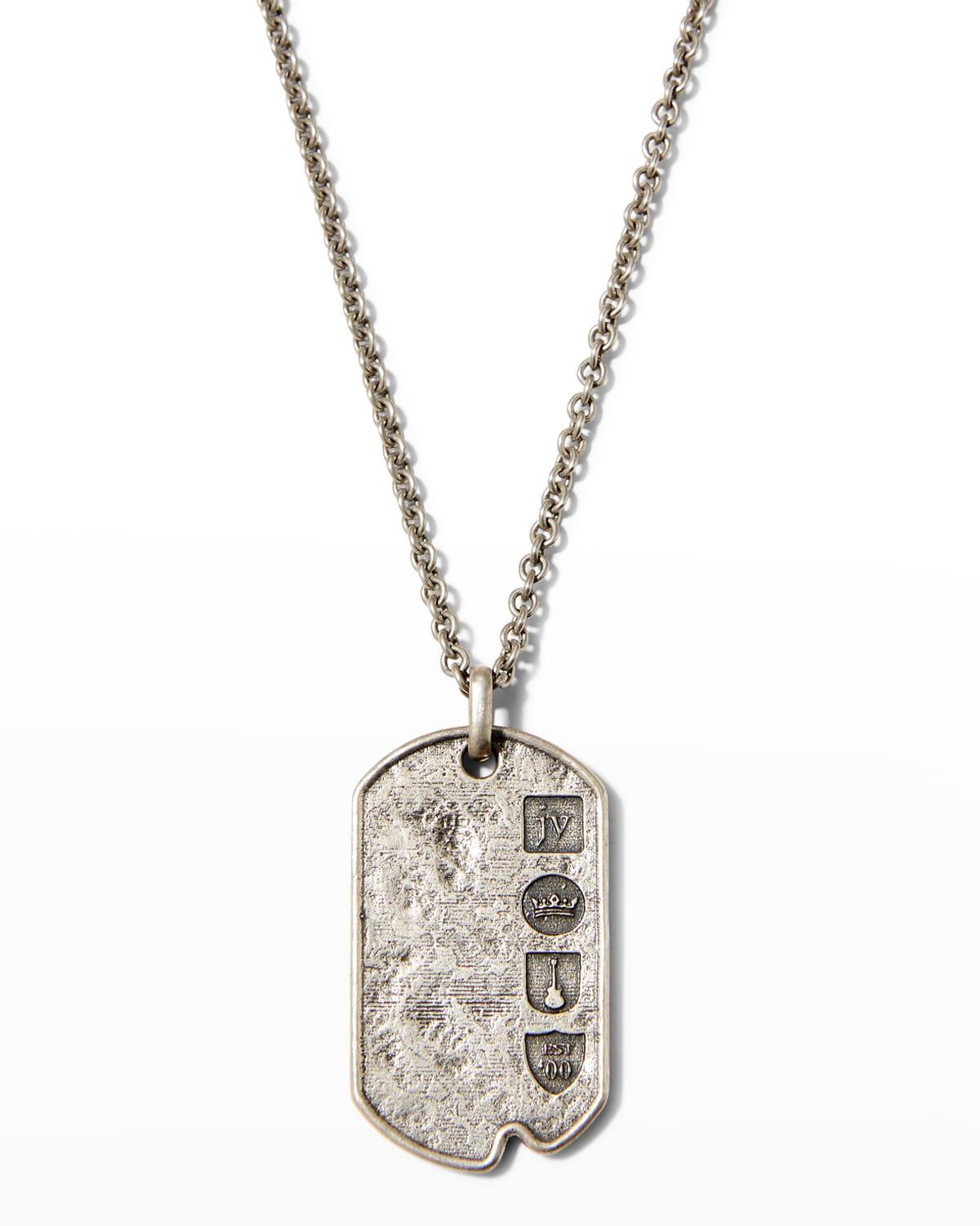 Mens Distressed Dog Tag Pendant Necklace Product Image