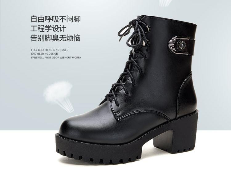 Faux Leather Platform Short Boots Product Image