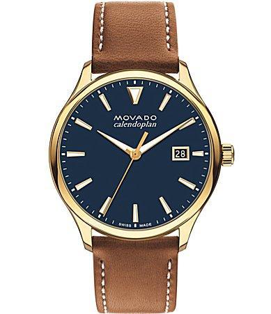 Movado Heritage Calendoplan Leather Strap Watch, 42mm Product Image