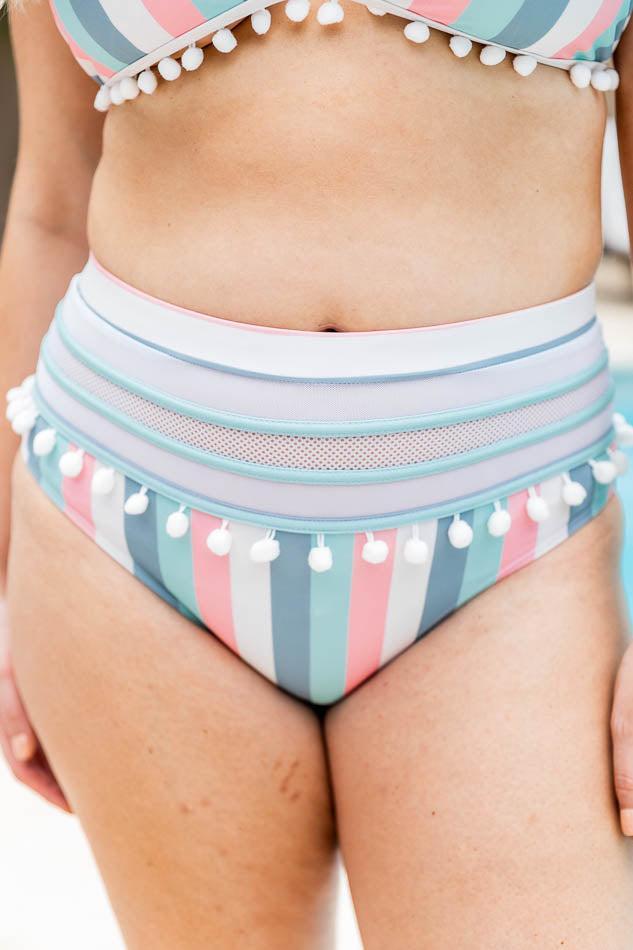 Sailing Through Paradise Muted Stripe Bikini Bottoms FINAL SALE Product Image