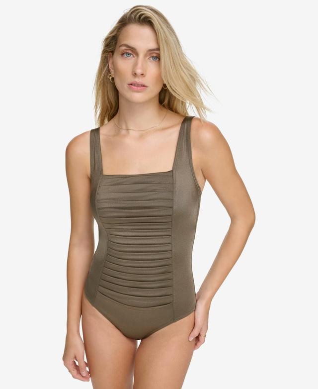 Calvin Klein Pleated One-Piece Swimsuit,Created for Macys Product Image