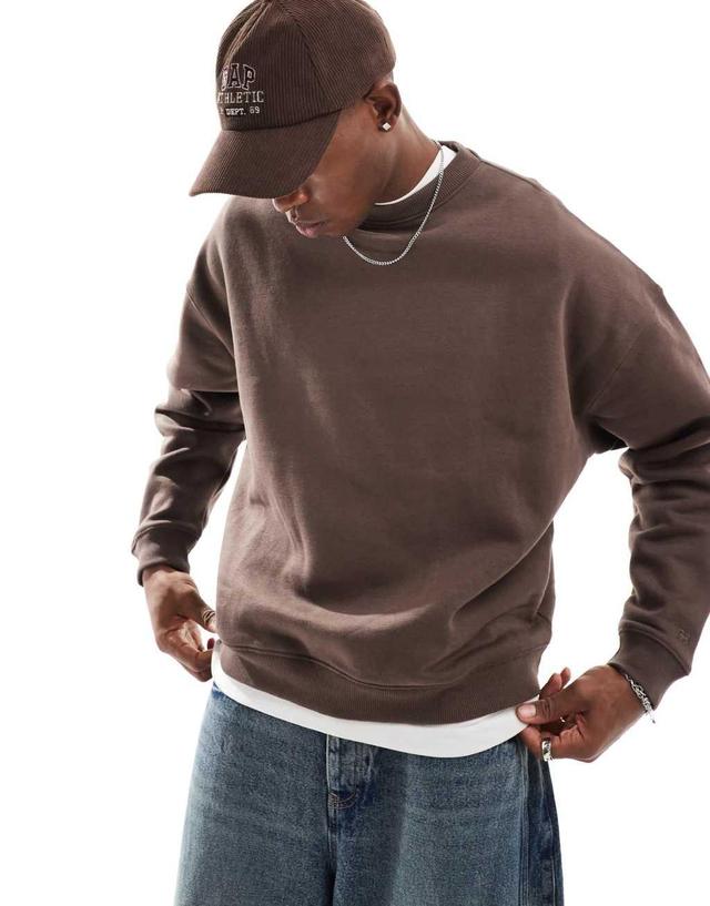 Pull&Bear boxy fit sweatshirt in chocolate Product Image