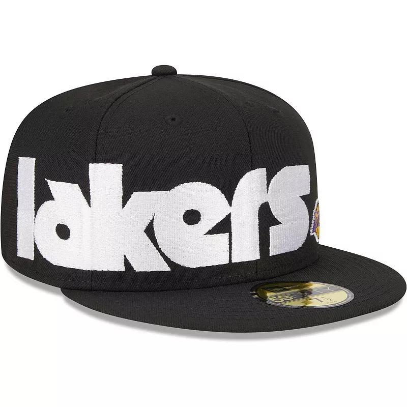 Mens New Era Black Los Angeles Lakers Checkerboard Uv 59FIFTY Fitted Hat Product Image