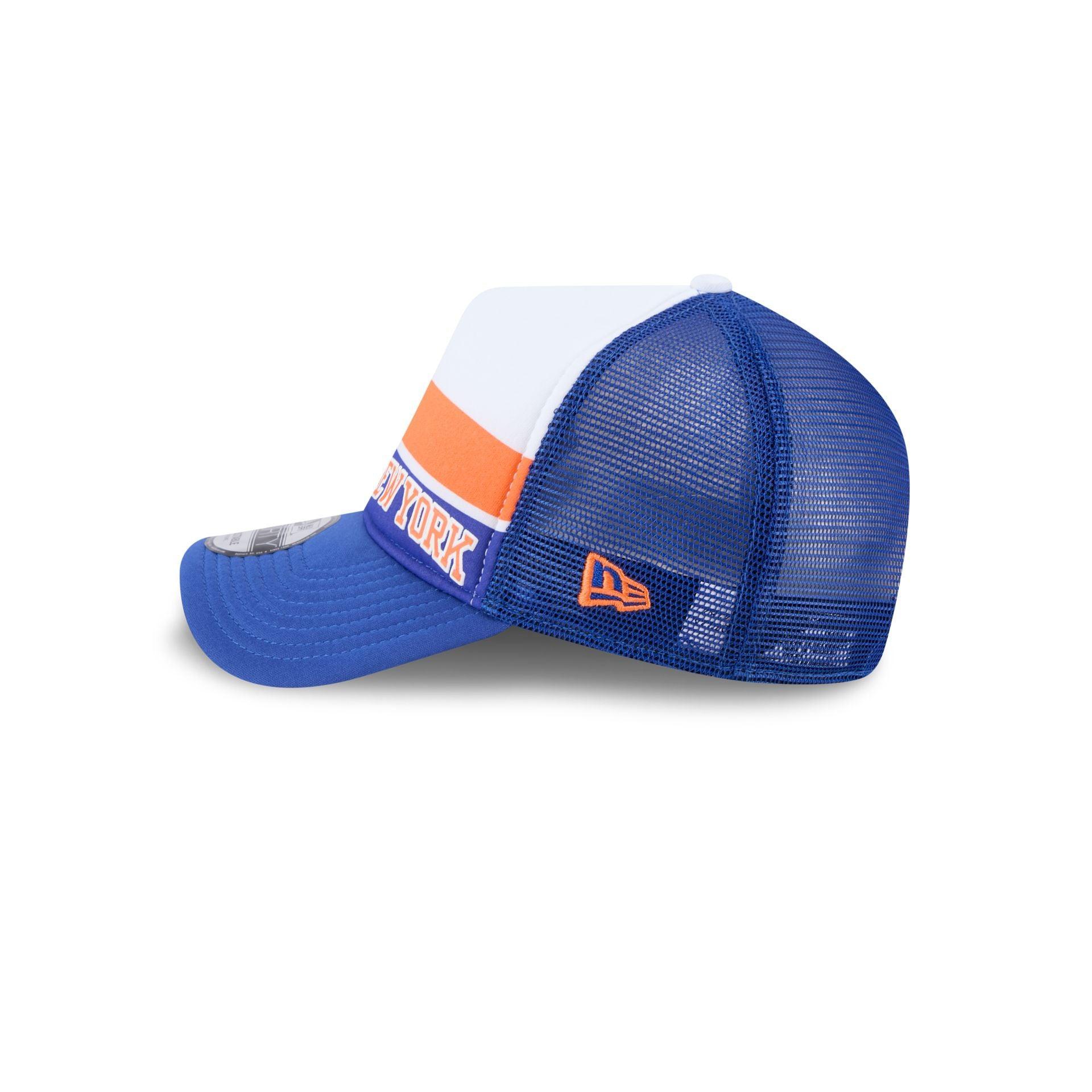 New York Knicks Color Block 9FORTY A-Frame Trucker Snapback Hat Male Product Image