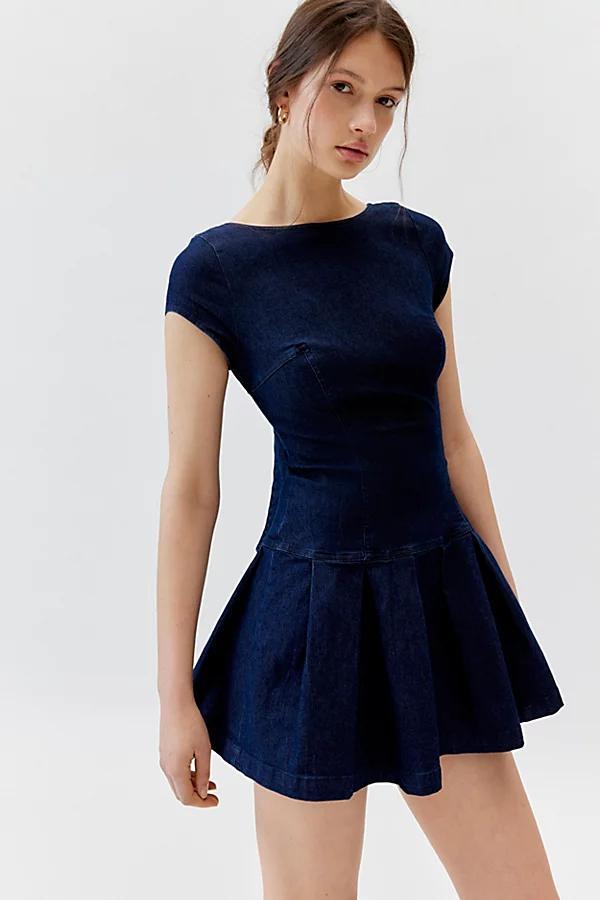 Urban Outfitters UO Bryan Bow-Back Pleated Mini Dress Womens at Urban Outfitters Product Image