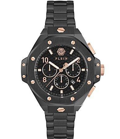 Philipp Plein Mens Chronograph Black Ion Plated Bracelet Watch 46mm - Black Product Image