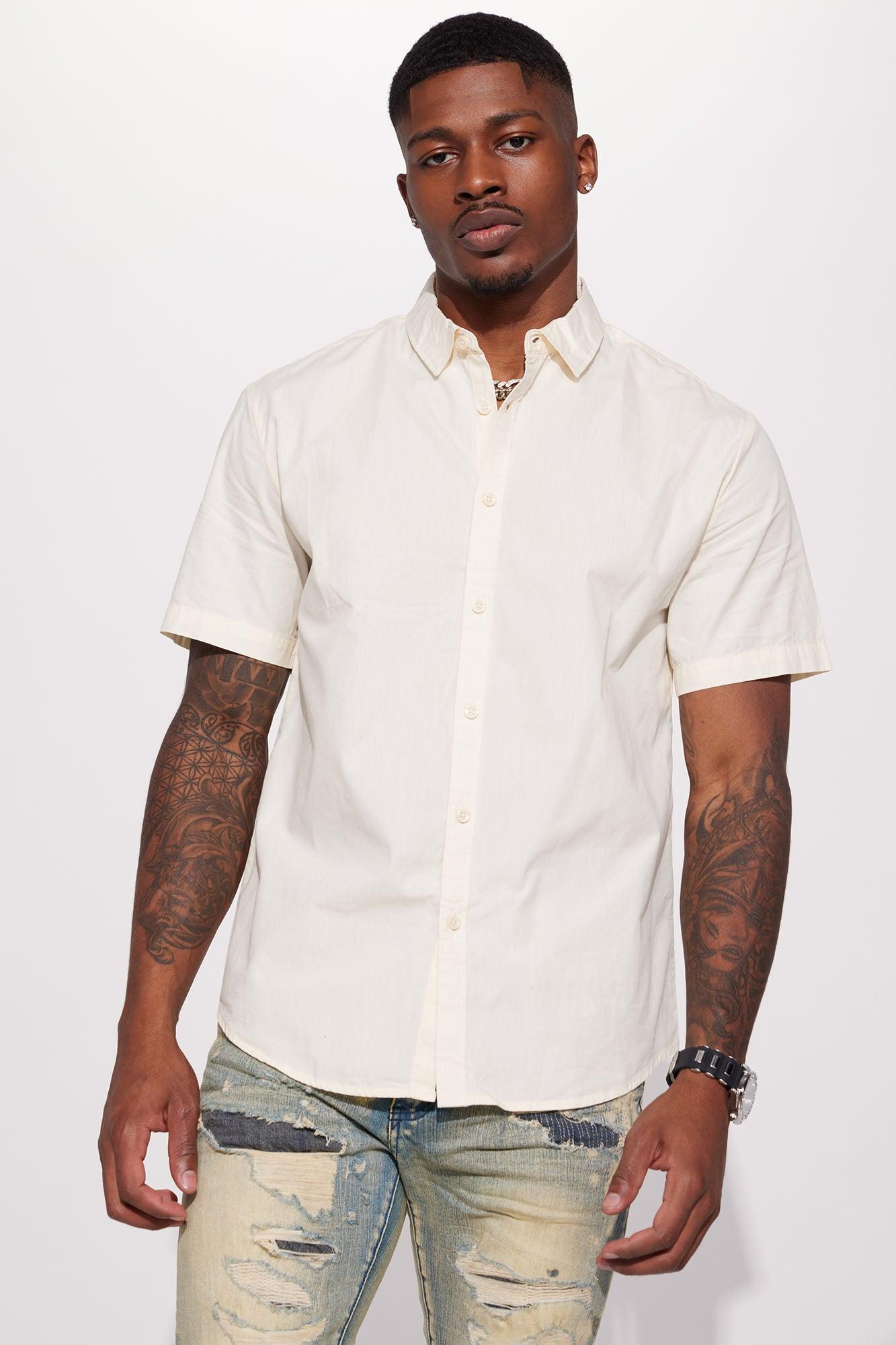 Ryland Short Sleeve Button Up Shirt - Off White Product Image