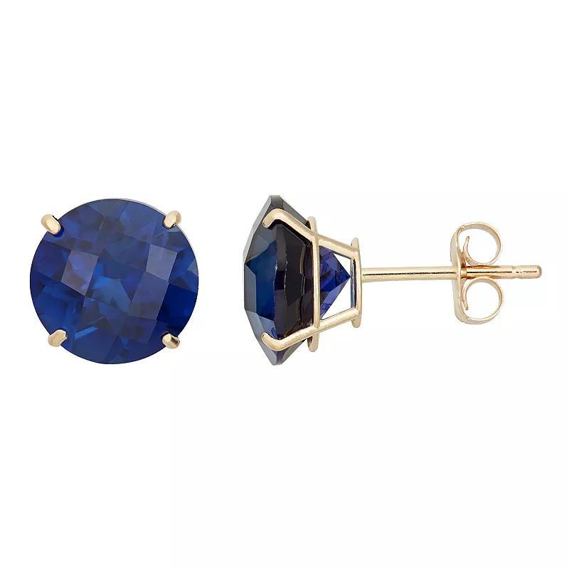 Lab-Created Sapphire 10k White Gold Stud Earrings, Womens, Blue Product Image