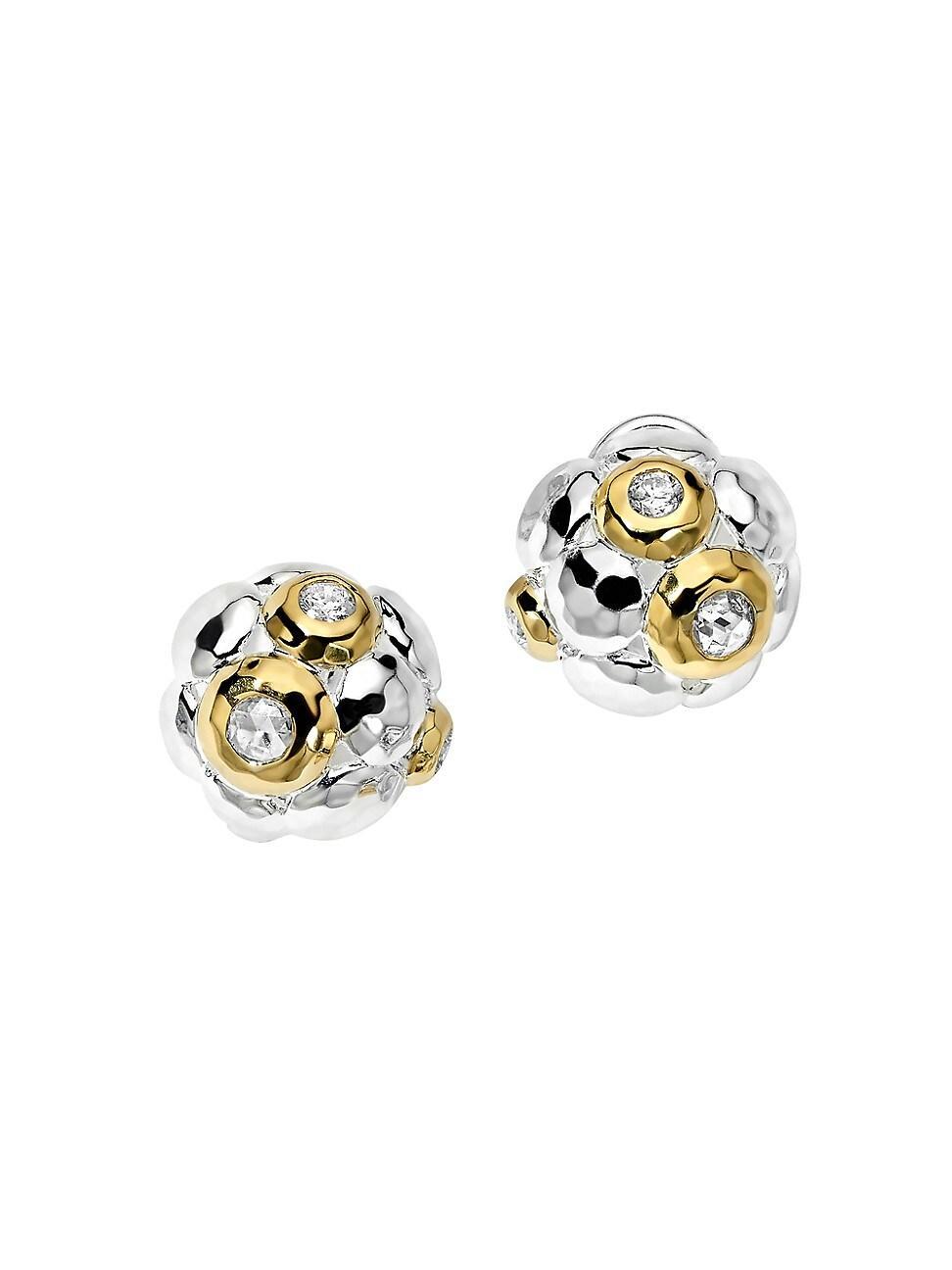 Womens Chimera Sterling Silver, 18K Yellow Gold, & Diamond Cluster Earrings Product Image