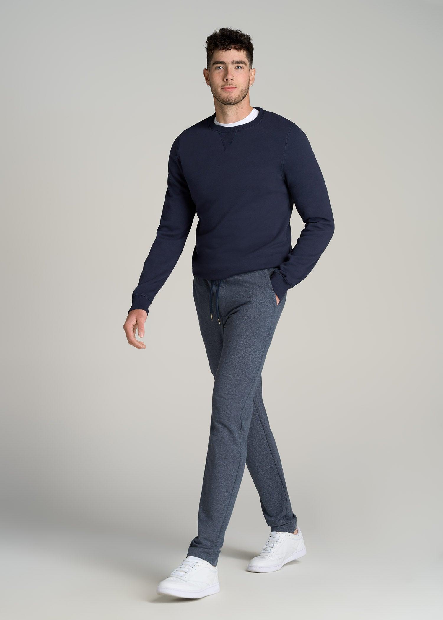 Microsanded French Terry Sweatpants for Tall Men in Navy Mix Male Product Image