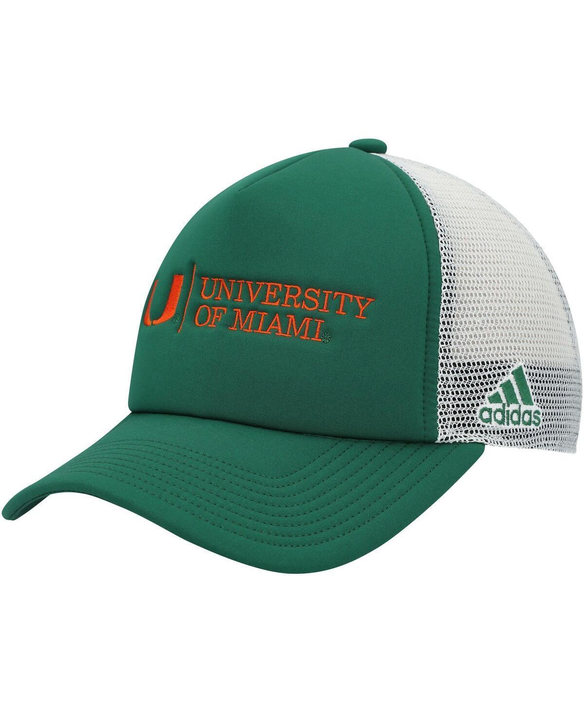 Mens adidas Green Miami Hurricanes Foam Trucker Snapback Hat - Green Product Image