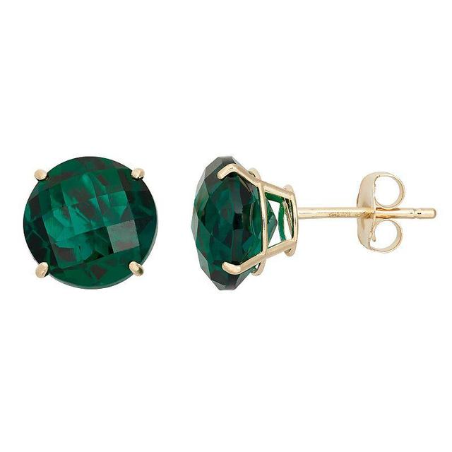 Lab-Created Emerald 10k Gold Stud Earrings, Womens, Green Product Image