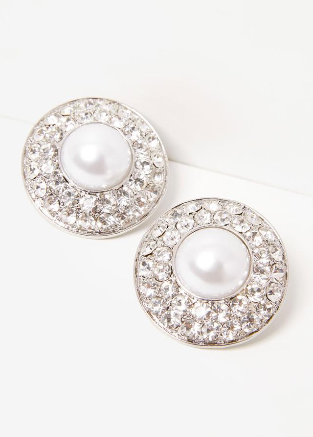 Faux Pearl And Crystal Clip On Earrings Product Image