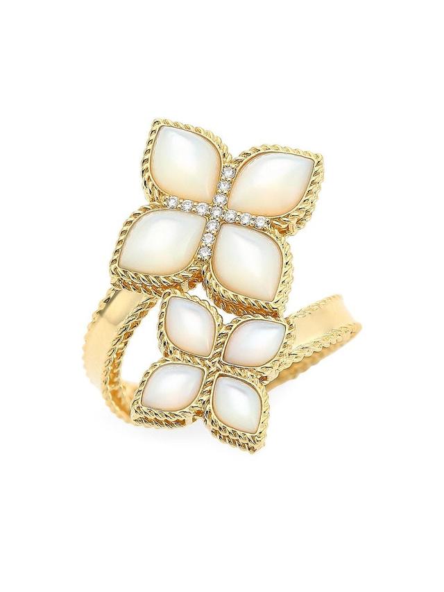 Womens Venetian Princess 18K Gold Mother-Of-Pearl & Diamond Wrap Ring Product Image