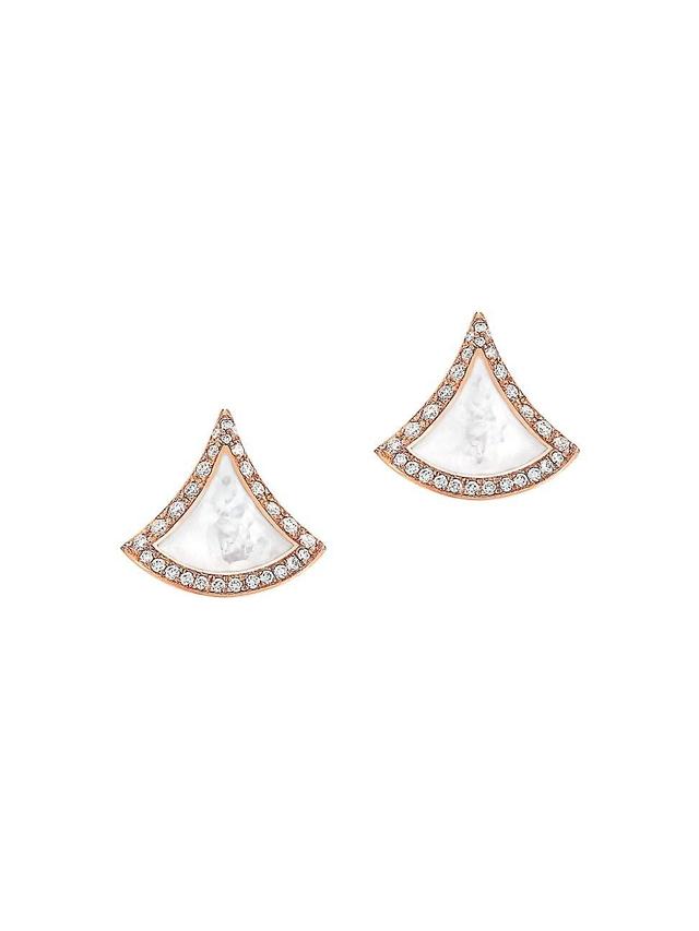 Womens Divas Dream 18K Rose Gold, Mother-Of-Pearl, & Diamond Stud Earrings Product Image