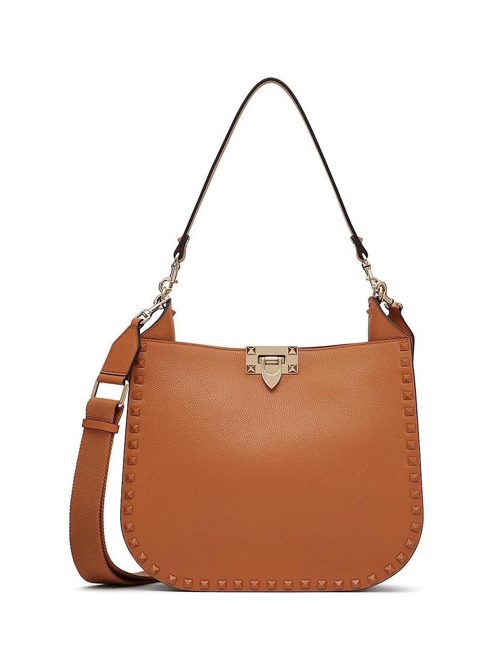 Womens Rockstud Grainy Calfskin Hobo Bag Product Image