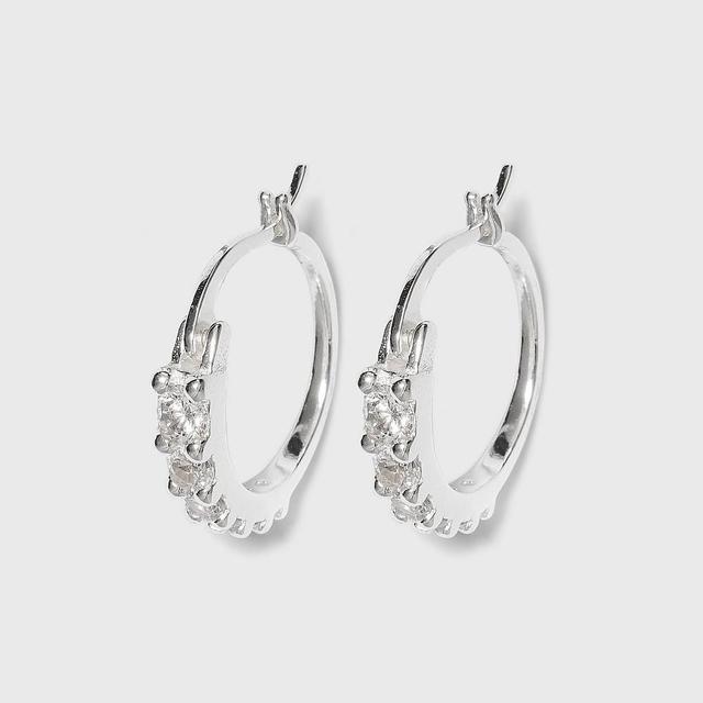 Womens Sterling Silver Cubic Zirconia Hoop Earring Product Image