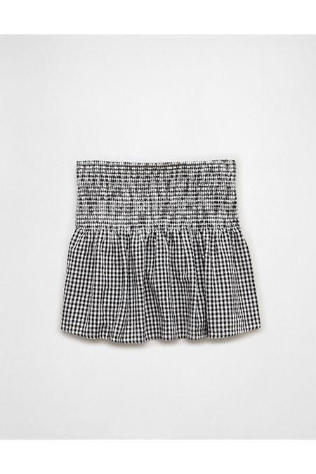 AE Smocked Gingham Babydoll Tube Top Women's Product Image