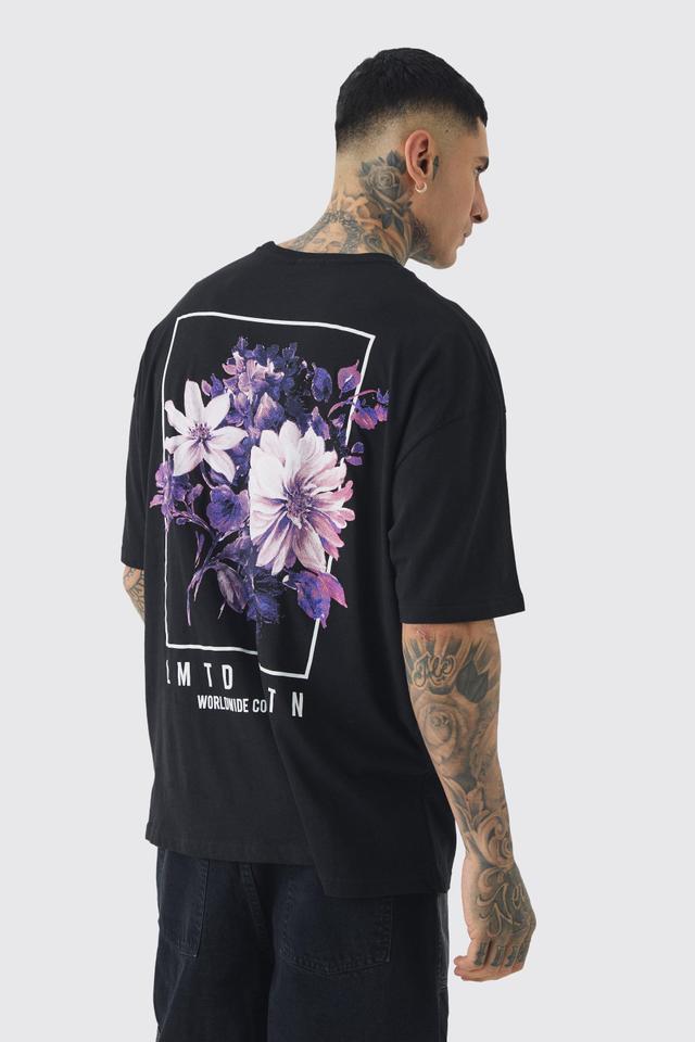 Tall Oversized Floral Back Graphic T-shirt | boohooMAN USA Product Image