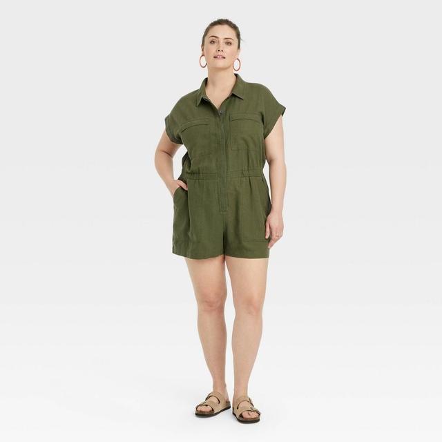 Womens Short Sleeve Romper - Universal Thread Olive 26 Product Image