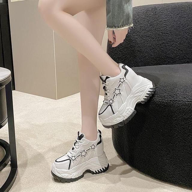 Star Applique Lace-Up Platform Sneakers Product Image