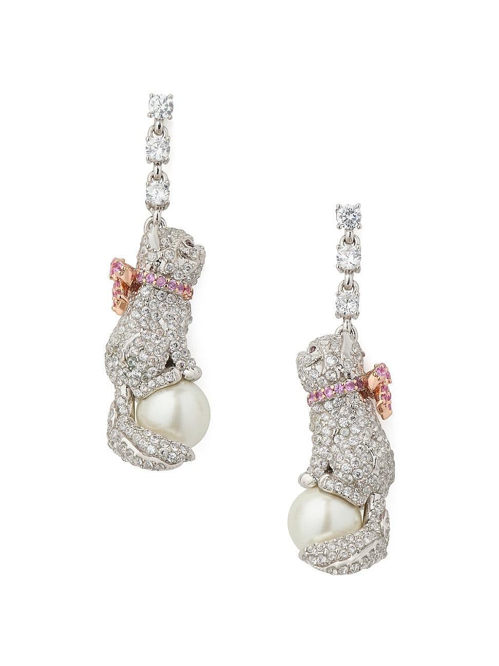 Womens Pawlina Silvertone, Cubic Zirconia & Imitation Pearl Earrings Product Image