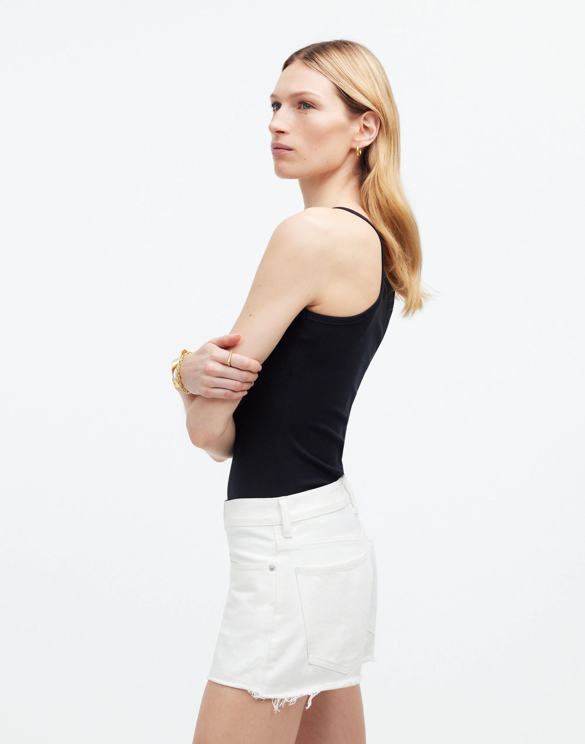 Low-Rise Boyfriend Shorts in Tile White Product Image