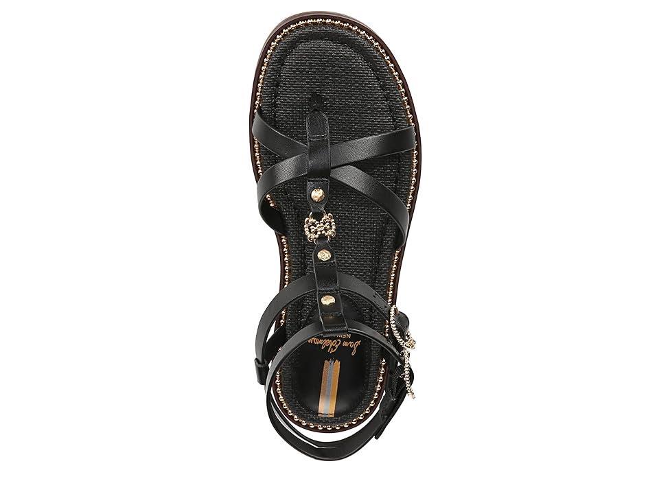 Sam Edelman Talya Leather Strappy Gladiator Logo Charm Stud Detail Thong Sandals Product Image