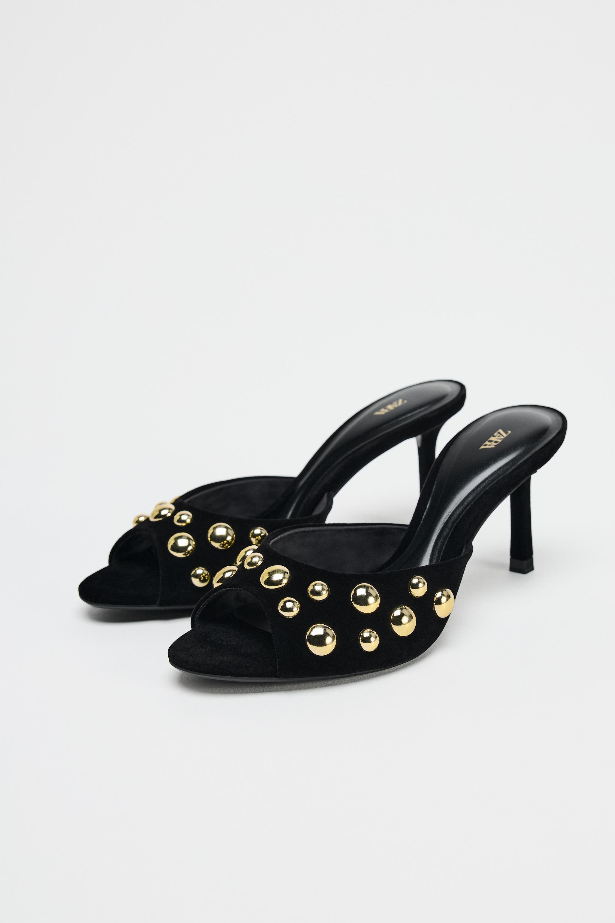 VELVET LOOK STUDDED SANDALS Product Image