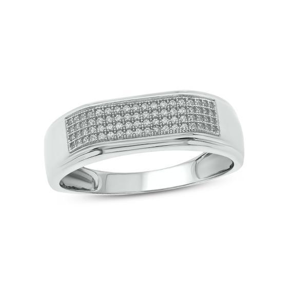 Men's 1/3 CT. T.w. Diamond Squared Wedding Band in 10K White Gold Product Image