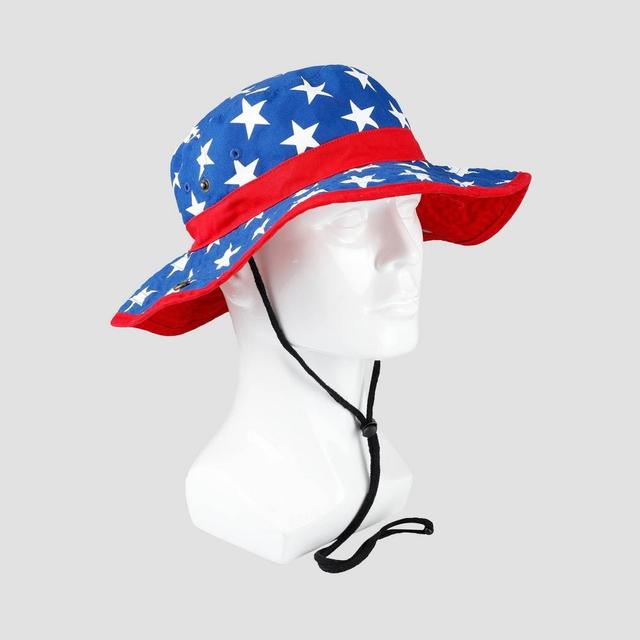 Wemco Mens Star Print Polyester Floppy Hat - White/Blue/Red Product Image