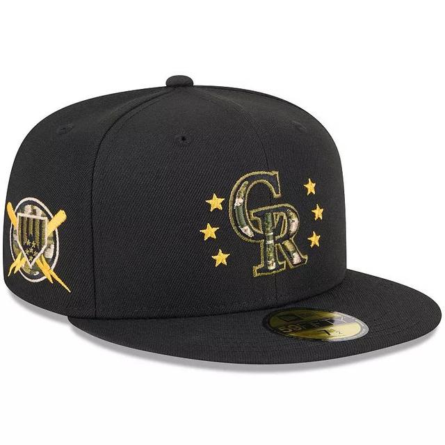 New Era Mens Black Colorado Rockies 2024 Armed Forces Day On-Field 59FIFTY Fitted Hat Product Image